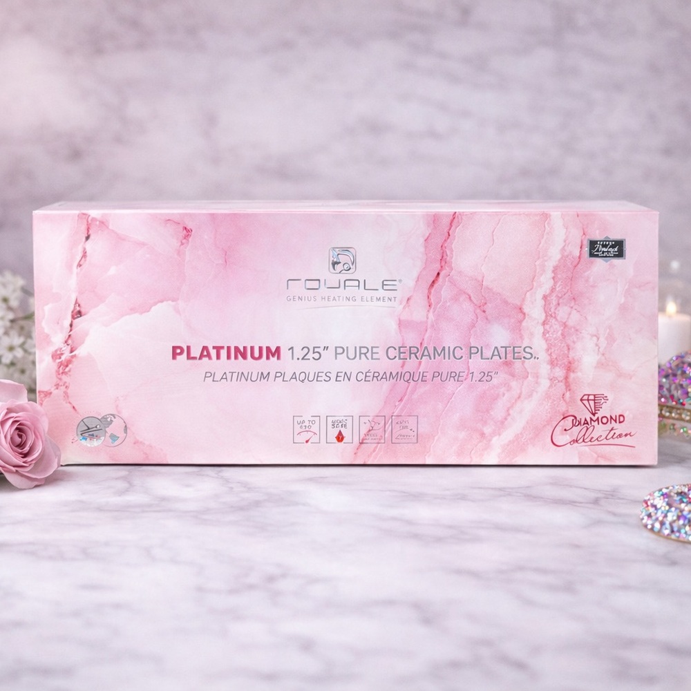 Royale Platinum 1.25" Pink Ceramic Flat Iron. New In Box